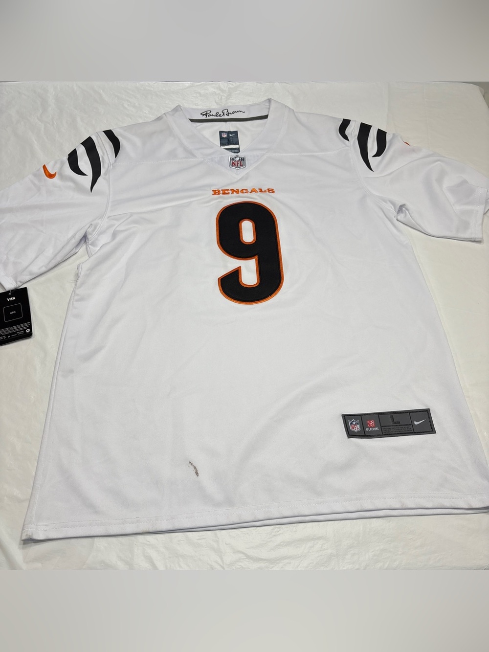 New Nike Cincinnati Bengals Joe Burrow #9 White Jersey Men’s Large